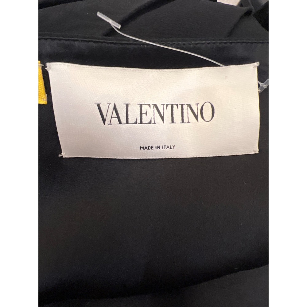Valentino Black Midi Dress V Neck Pleated Elegant Designer Made‎ in Italy